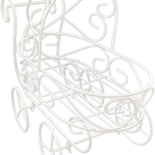 Crafts Central Baby Shower White Metal Carriage Stroller Centerpiece