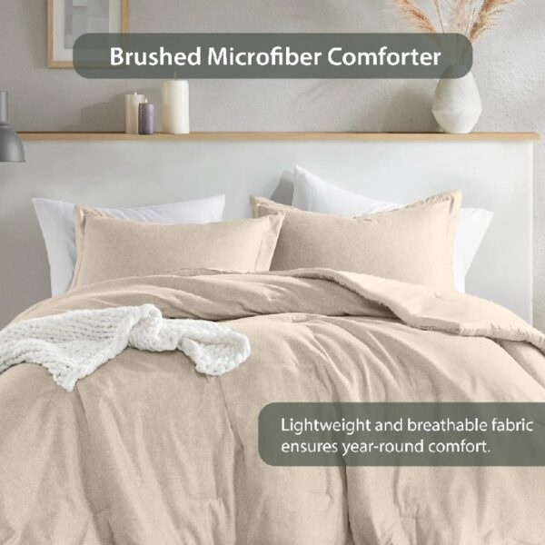 Full/Queen Comforter Sets, Reversible 3 Piece Extra Soft Bedding Set, Chambray Print Sage Green Comforter Bed Set with Pillow Shams