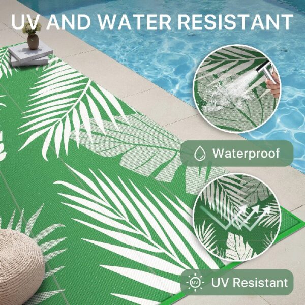 6'x9' Outdoor Rugs Patio Waterproof Outside Mat Reversible Plastic Camping Carpet,Black & Brown