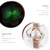 Women Watch Fashion Rose Gold Diamond Analog Quartz Female Watch for Women Luxury Dress Ladies Stainless Steel Luminous Waterproof Date Wrist Watches Green Dial