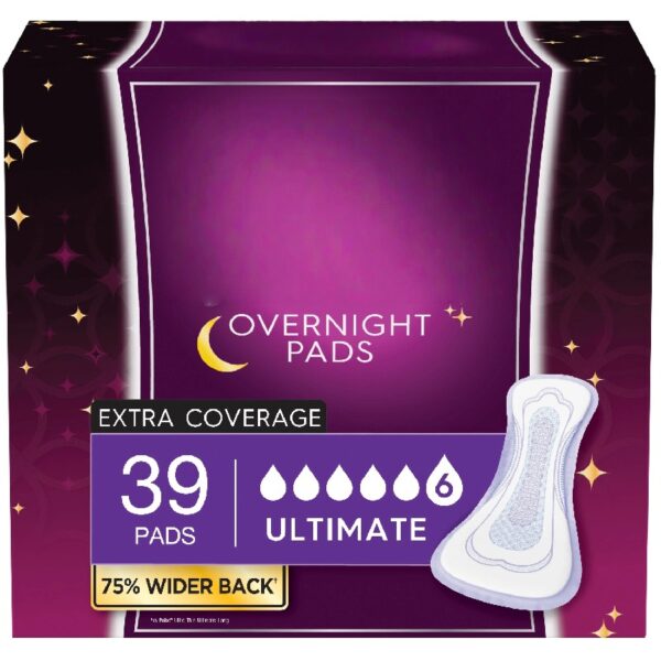 Overnight Incontinence Pads for Women/Bladder Control Pads, Ultimate-Extra Coverage, 24ct