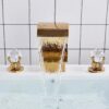Widespread Bathroom Basin Faucet Crystal Handle Sink Mixer Tap Chrome Finish