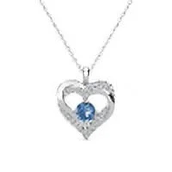 Forever March Birthstone 18k White Gold Plated Women's Necklace, Swarovski Crystals