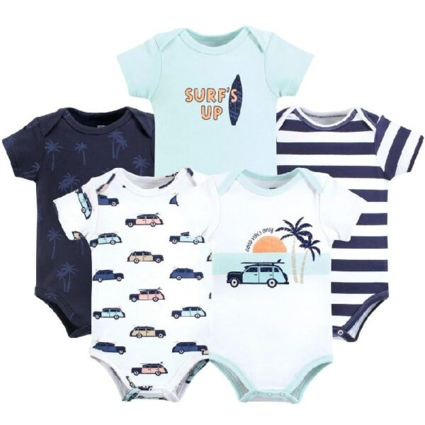 Short Sleeve Bodysuits, 5-Pack, Newborn- 24 Months