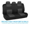 PolyPro Car Seat Covers Full Set in Charcoal on Black – Front and Rear Split Bench for Cars, Easy to Install Cover Set, Accessories Auto Trucks Van SUV