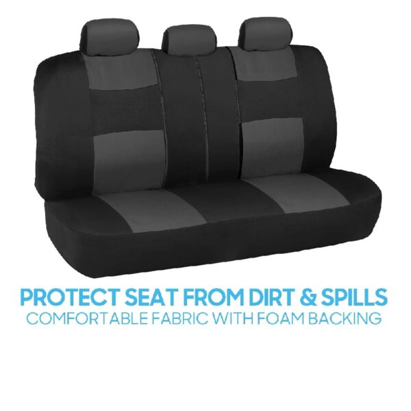 PolyPro Car Seat Covers Full Set in Charcoal on Black – Front and Rear Split Bench for Cars, Easy to Install Cover Set, Accessories Auto Trucks Van SUV