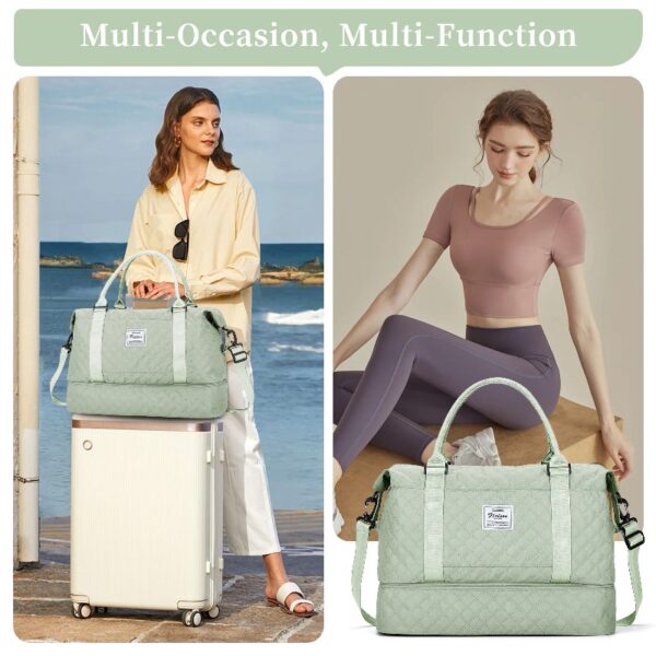 664416976a724aa1a53ab32d0176ae39 Weekender Bags for Women, Travel Duffel Bags with Shoe Compartment,Personal Item Travel Bag for Airlines, Carry on Overnight Tote Bag for women,Beige&Brown