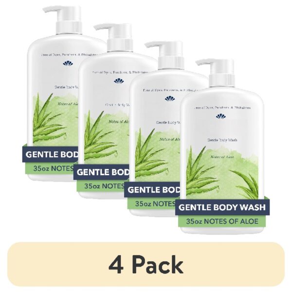 (4 pack) Mild and Gentle Body Wash, Aloe Scent, for All Skin Types, 35 fl oz