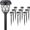 10 Pack Solar Lights Outdoor Decorative, Solar Pathway Lights Outdoor, Solar Powered Garden Yard Lights for Walkway Sidewalk Driveway. (Brown, Cool White)