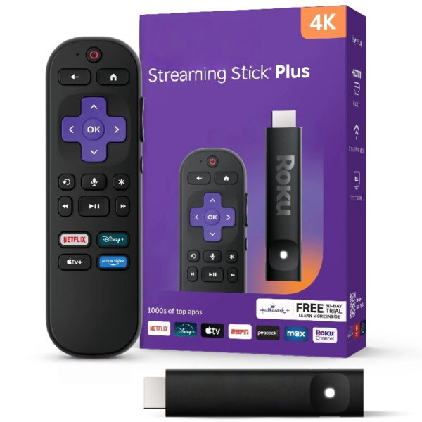 Streaming Stick Plus 2025 - 4K & HDR  Streaming Device for TV with Voice Remote - Free & Live TV