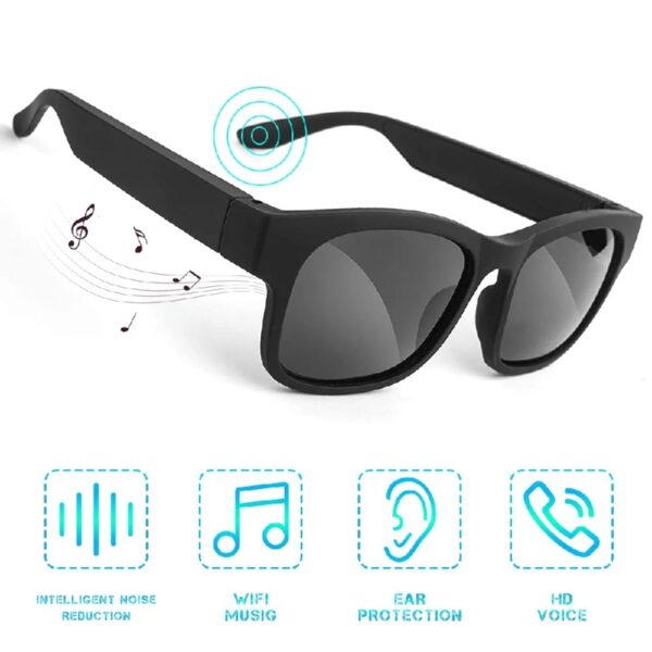 Unisex Smart Sunglasses with Bluetooth, Black