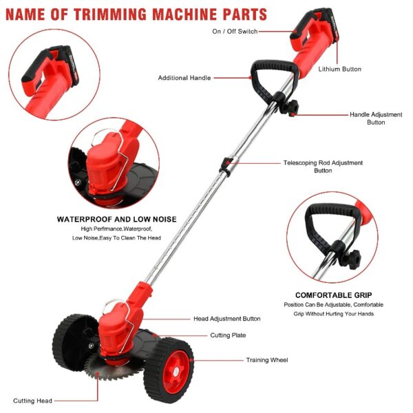 Cordless Weed Eaters, Battery Operated Weed Wacker, Weed Trimmer with 2 Batteries, Electric Grass Trimmer, Electric Edger for Lawns, 24V 650W Grass Cutting Machine, Green
