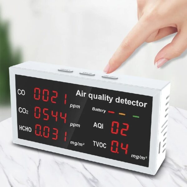 High Accuracy Air Quality Monitor CO CO2 HCHO TVOC Detector Gas Detector LED