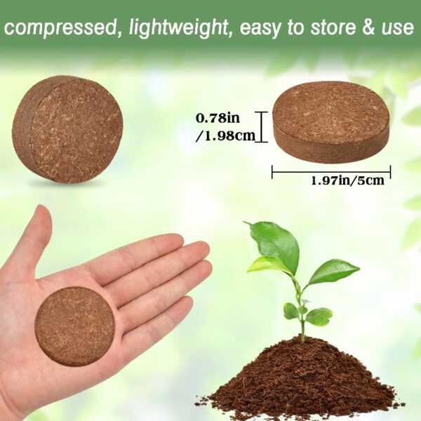 200Pcs 50mm Coco Coir Potting Soil, 100% Organic Coconut Fiber, Suitable for Plant Gardening Herbs