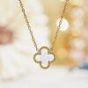 White Flower Pendant Necklace in Yellow Gold Plated