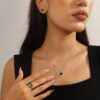 Women Heart Jewelry Set Necklace Earrings Ring 925 Sterling Silver February Birthstone Amethyst Wife Mother Birthday Valentine's Day Gift