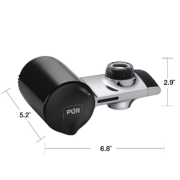 PLUS Faucet Mount Water Filtration System, Horizontal, Black/Chrome, PFM200B