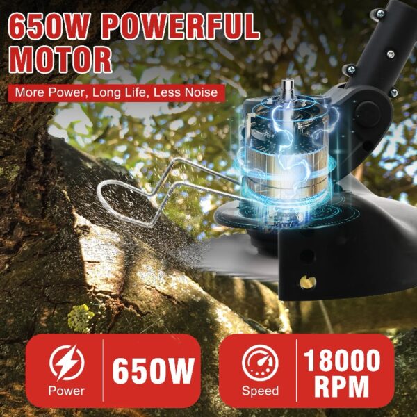 24V Black Electric Weed Eater Lawn Edger Cordless Grass String Trimmer Cutter + 2 Batteries & 3 Types Blades