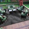 6'x9' Outdoor Rugs Patio Waterproof Outside Mat Reversible Plastic Camping Carpet,Black & Grey