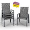 Outdoor Patio Dining Chairs Set of 2,Breathable Seat Fabric and Alloy Steel Frame for Backyard Porch Garden Sunroom , Dark Gray
