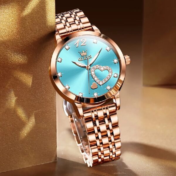 Women Watch Fashion Rose Gold Diamond Analog Quartz Female Watch for Women Luxury Dress Ladies Stainless Steel Luminous Waterproof Date Wrist Watches Green Dial