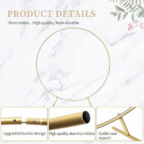 7.2FT Round Aluminum Alloy Backdrop Stand Balloon Arch Kit for Weddings Birthdays Graduations Photo Background