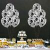 PMU Graduation Balloons 11 Inch PartyTex Premium Emerald Green with All-Over Print White Grad Caps-Confetti and Streamers Pkg/100