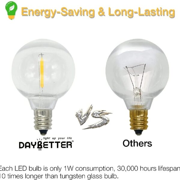 DAYBETTER Outdoor String Lights,100ft,with 50 G40 Edison Vintage Bulbs,Waterproof for Patio Garden Gazebo Bistro Cafe Backyard