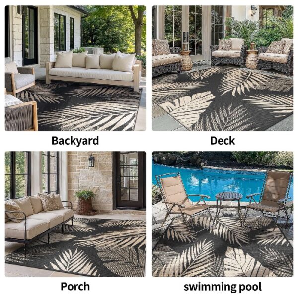 6'x9' Outdoor Rugs Patio Waterproof Outside Mat Reversible Plastic Camping Carpet,Black & Brown