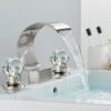 Widespread Bathroom Basin Faucet Crystal Handle Sink Mixer Tap Chrome Finish