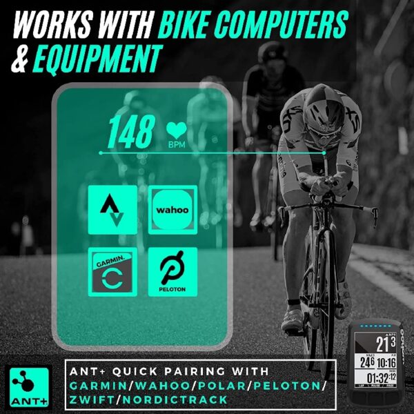 Bluetooth Heart Rate Monitor Chest Strap | ANT+ Heart Rate Monitor Works with Strava Garmin Wahoo Polar Peloton iFit Apps