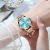 Women Watch Fashion Rose Gold Diamond Analog Quartz Female Watch for Women Luxury Dress Ladies Stainless Steel Luminous Waterproof Date Wrist Watches Green Dial