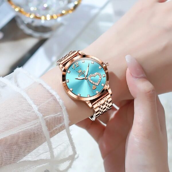 Women Watch Fashion Rose Gold Diamond Analog Quartz Female Watch for Women Luxury Dress Ladies Stainless Steel Luminous Waterproof Date Wrist Watches Green Dial