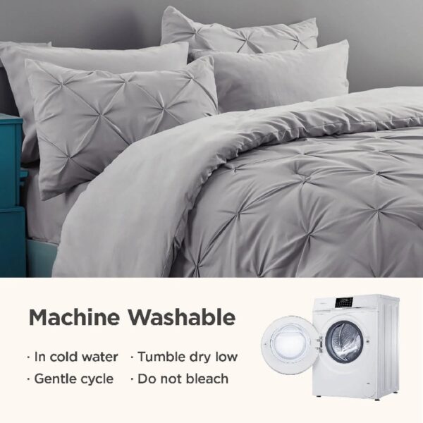 Dorm Bedding Twin Comforter Set - 5 Pieces Pintuck Bed in A Bag with Comforters, Sheets, Pillowcases & Shams