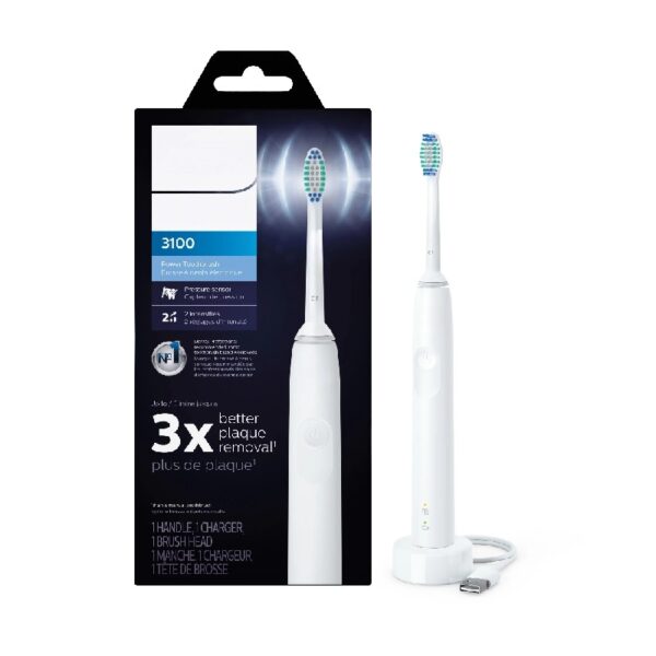 3100 Power Toothbrush, Rechargeable Electric Toothbrush with Pressure Sensor, Black HX3681/04