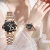 Women Watch Fashion Rose Gold Diamond Analog Quartz Female Watch for Women Luxury Dress Ladies Stainless Steel Luminous Waterproof Date Wrist Watches Green Dial