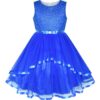 Flower Girls Dress Blue Belted Wedding Party Bridesmaid 12