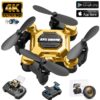 4K Foldable Mini Drone for Kids, Drone with Camera, Portable RC Quadcopter with Altitude Hold 3D Flips and Headless Mode Easy to Fly