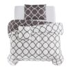 Lux Decor Collection 5 Piece Queen Down Alternative Comforter Set, Washable Duvet Bedding Set - Quatrefoil Navy
