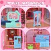 Huge Doll House - 285 PCS Girl Toys Large-Scale Dollhouse 12 Rooms Playhouse with LED Lights Furniture and Accessories, Big Doll House for Princess Age 3-8