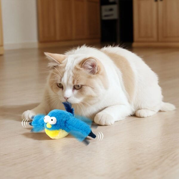 Risehigh Cat Toys for Indoor Cats Interactive Flapping Chirping Bird Kitten Toy Touch Activated Rechargeable Automatic with Catnip