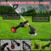 24V Black Electric Weed Eater Lawn Edger Cordless Grass String Trimmer Cutter + 2 Batteries & 3 Types Blades