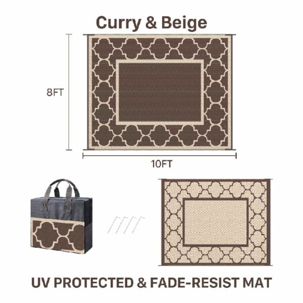 Outdoor Rugs Waterproof Plastic Straw Mat 6'x9' Reversible Patio Deck Beach Blue & White