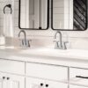 Bathroom Faucets 4 Inch Matte Black Bathroom Sink Faucet, Stainless Steel Lead-Free 2-Handle Centerset Faucet with Pop-up Drain and 2 Supply Hoses Fits 2 or 3-hole Sink
