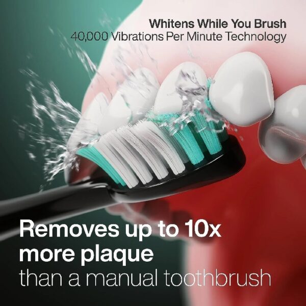 Black Series Electric Toothbrush - Rechargeable, 4 Modes, Travel Case, 8 Brush Heads