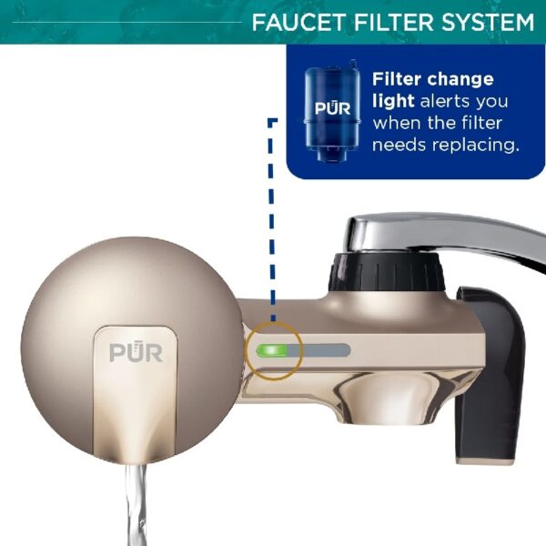 PLUS Faucet Mount Water Filtration System, Horizontal, Black/Chrome, PFM200B
