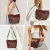 Hobo Bags for Women Crossbody Handbags Guitar Strap Shoulder Bucket Bag Vegan Leather Purse Trendy Boho Tote Purses