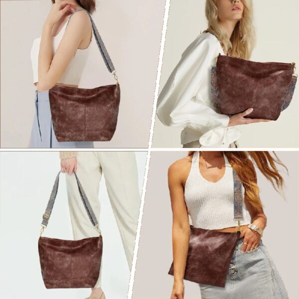Hobo Bags for Women Crossbody Handbags Guitar Strap Shoulder Bucket Bag Vegan Leather Purse Trendy Boho Tote Purses