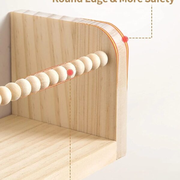 Nursery Floating Shelves for Wall Set of 3 16in, Kids Bookshelf Toy Storage Organizer Natural Wood Shelves Wall Mounted for Kids Room, Bedroom and Kitchen