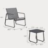 3-PCS Outdoor Patio Furniture Set with Glass Table, Lawn, Gray